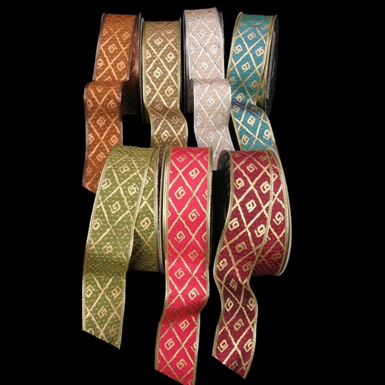 The Ribbon People Copper Diamond Print Taffeta Wired Craft Ribbon 1.5" x 40 Yards